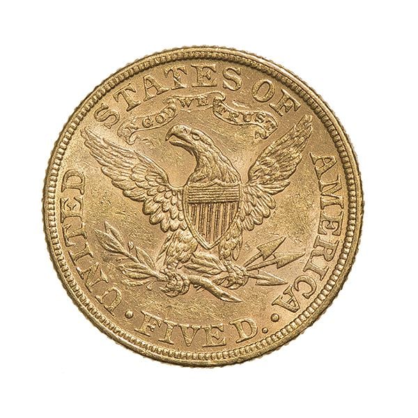 5 $ US (Half Eagle Etats-Unis) Pièce d'Or en Or