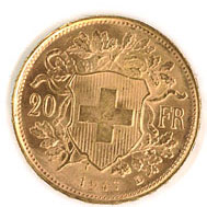Croix Suisse 20 Francs en Or